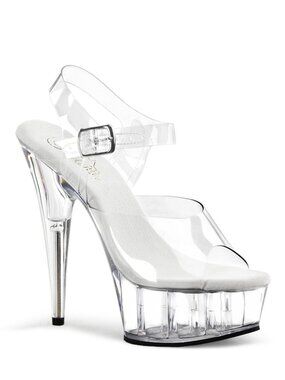 Pleaser Delight 608 Womens Clear Platform Heels